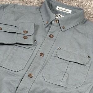 Duluth Trading Co Shirt Men's M Blue Original Fire Hose Relax Workwear Magnetic